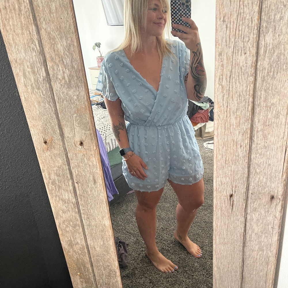 Light Blue Romper Size Large - LIKE NEW!